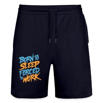 Born to sleep forced to work - Stanley/Stella Unisex Bio Joggingshorts Trainer  - Dark navy - Vorne - Nik (191cm) & Marisol (170cm)