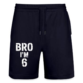 Bro, ich bin 6 – Coole Geburtstags-Design - Stanley/Stella Unisex Bio Joggingshorts Trainer  - Dark navy - Vorne - Nik (191cm) & Marisol (170cm)