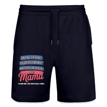 Da ist Mama – Heldin im Reimchaos - Stanley/Stella Unisex Bio Joggingshorts Trainer  - Dark navy - Vorne - Nik (191cm) & Marisol (170cm)