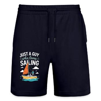 Just a Guy who loves Sailing – Segel Design - Stanley/Stella Unisex Bio Joggingshorts Trainer  - Dark navy - Vorne - Nik (191cm) & Marisol (170cm)