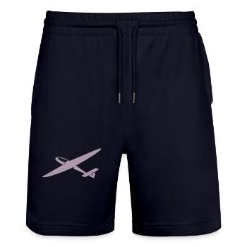 Minimalistische Segelflieger Pilot Silhouette - Stanley/Stella Unisex Bio Joggingshorts Trainer  - Dark navy - Vorne - Nik (191cm) & Marisol (170cm)