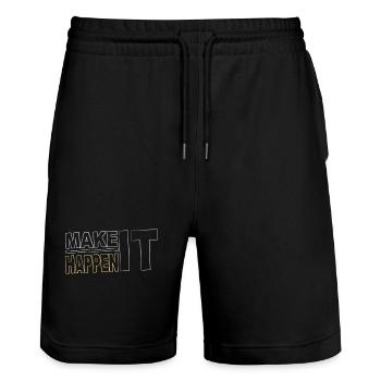 Make it happen - verwirkliche Deine Ziele - Stanley/Stella Unisex Bio Joggingshorts Trainer  - Schwarz - Vorne - Nik (191cm) & Marisol (170cm)