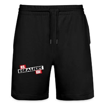Es eskaliert eh - Stanley/Stella Unisex Bio Joggingshorts Trainer  - Schwarz - Vorne - Nik (191cm) & Marisol (170cm)