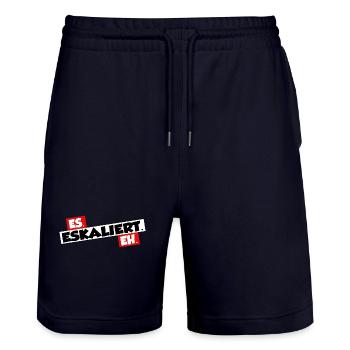 Es eskaliert eh - Stanley/Stella Unisex Bio Joggingshorts Trainer  - Dark navy - Vorne - Nik (191cm) & Marisol (170cm)