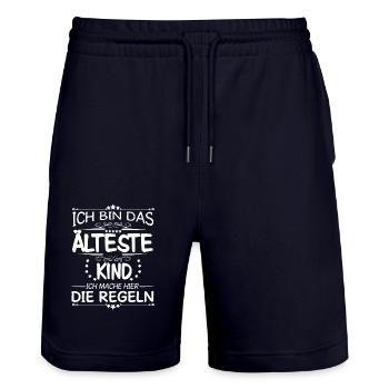 Das älteste Kind Ich mache hier die Regeln - Stanley/Stella Unisex Bio Joggingshorts Trainer  - Dark navy - Vorne - Nik (191cm) & Marisol (170cm)