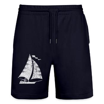 Segelboot Segeln Segler - Stanley/Stella Unisex Bio Joggingshorts Trainer  - Dark navy - Vorne - Nik (191cm) & Marisol (170cm)