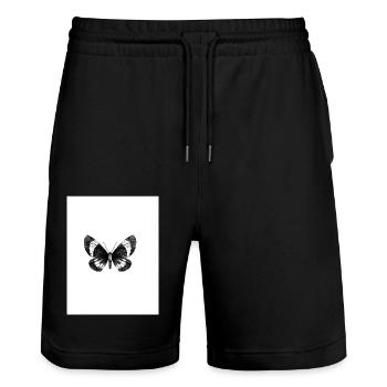 Schmetterling - Stanley/Stella Unisex Bio Joggingshorts Trainer  - Schwarz - Vorne - Nik (191cm) & Marisol (170cm)