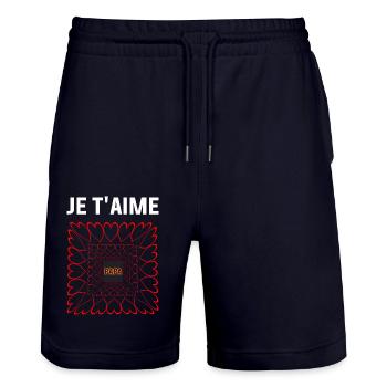 Je t'aime papa - Short de jogging bio TRAINER Stanley/Stella unisexe - marine foncé - Devant - Nik (191cm) & Marisol (170cm)