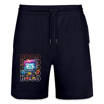 Chibi Stumble & Booo! Adorable Zombie Tee! - Stanley/Stella Trainer Unisex Organic Jogging Shorts - dark navy - Front - Nik (191cm) & Marisol (170cm)