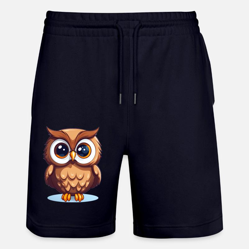 Hibou mignon de dessin animé - Short de jogging bio TRAINER Stanley/Stella unisexe - marine foncé