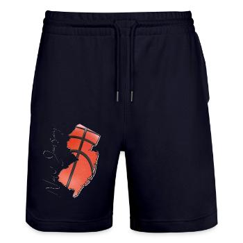 New Jersey (United States) | Real Basketball | Map Sct - Stanley/Stella Trainer Unisex Organic Jogging Shorts - dark navy - Front - Nik (191cm) & Marisol (170cm)