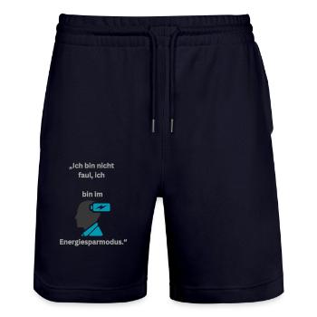 Energiesparmodus - Nicht Faul - Stanley/Stella Unisex Bio Joggingshorts Trainer  - Dark navy - Vorne - Nik (191cm) & Marisol (170cm)