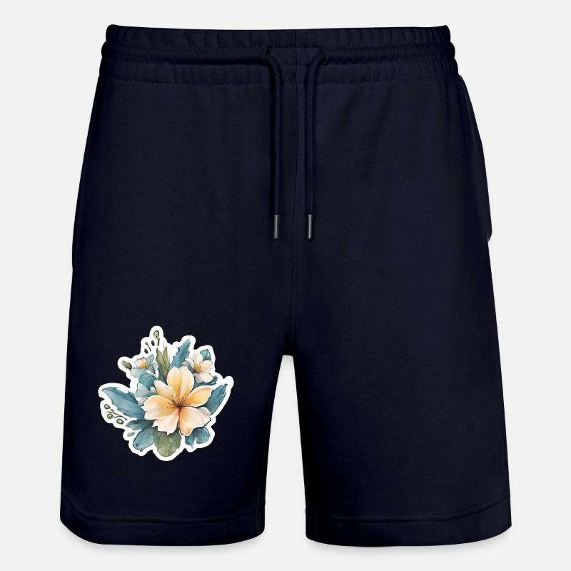 Fleur jaune - Short de jogging bio TRAINER Stanley/Stella unisexe - marine foncé