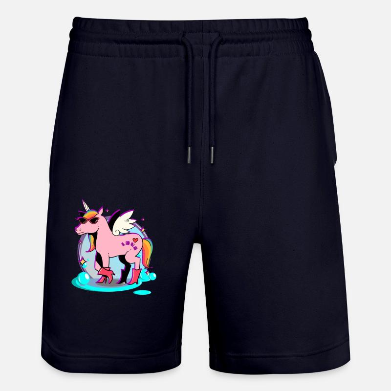 Pinkes Pferd - Einhorn - Stanley/Stella Unisex Bio Joggingshorts Trainer  - Dark navy