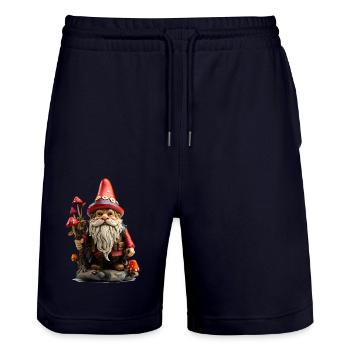 Gartenzwerg mit roter Mütze - Stanley/Stella Unisex Bio Joggingshorts Trainer  - Dark navy - Vorne - Nik (191cm) & Marisol (170cm)