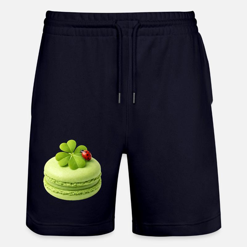 Macaron vert avec trèfle porte-bonheur - Short de jogging bio TRAINER Stanley/Stella unisexe - marine foncé