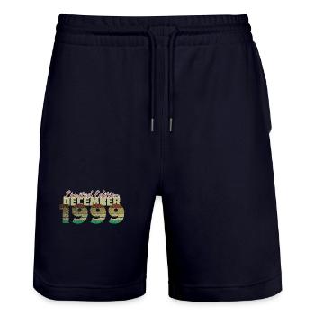 25th Anniversary Limited Edition (SCR) 12/1999 - Stanley/Stella Trainer Unisex Organic Jogging Shorts - dark navy - Front - Nik (191cm) & Marisol (170cm)