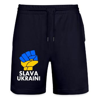 Slava ukraini - Stanley/Stella Unisex Bio Joggingshorts Trainer  - Dark navy - Vorne - Nik (191cm) & Marisol (170cm)