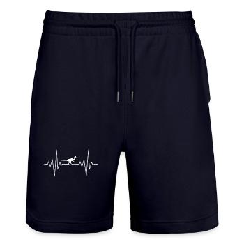 mein Herz schläft für Lambeosaurus Design - Stanley/Stella Unisex Bio Joggingshorts Trainer  - Dark navy - Vorne - Nik (191cm) & Marisol (170cm)