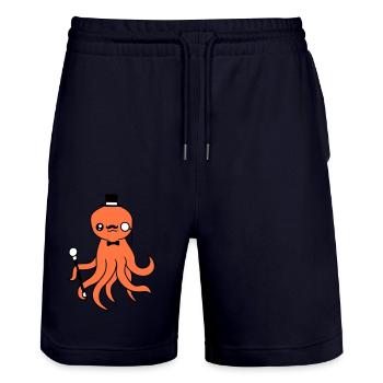 Kraken Mr. Sir Top Hat Monocle Glasses Empire - Stanley/Stella Trainer Unisex Organic Jogging Shorts - dark navy - Front - Nik (191cm) & Marisol (170cm)