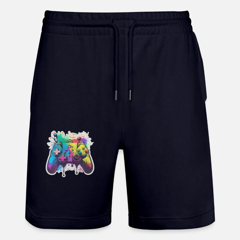 Gaming Controller Rainbow Splash - Stanley/Stella Unisex Bio Joggingshorts Trainer  - Dark navy