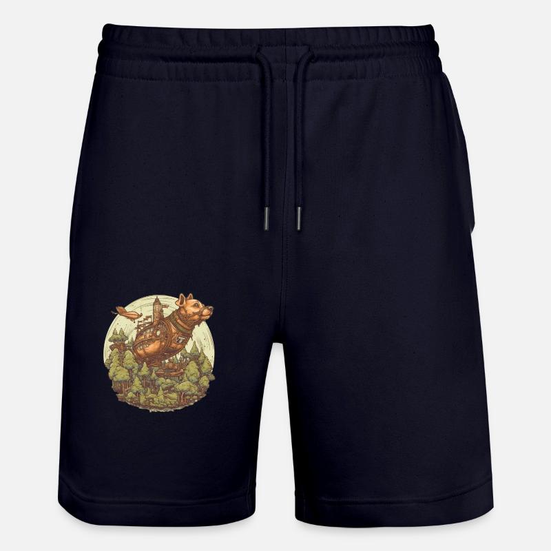 Chien dirigeable Steampunk - Short de jogging bio TRAINER Stanley/Stella unisexe - marine foncé
