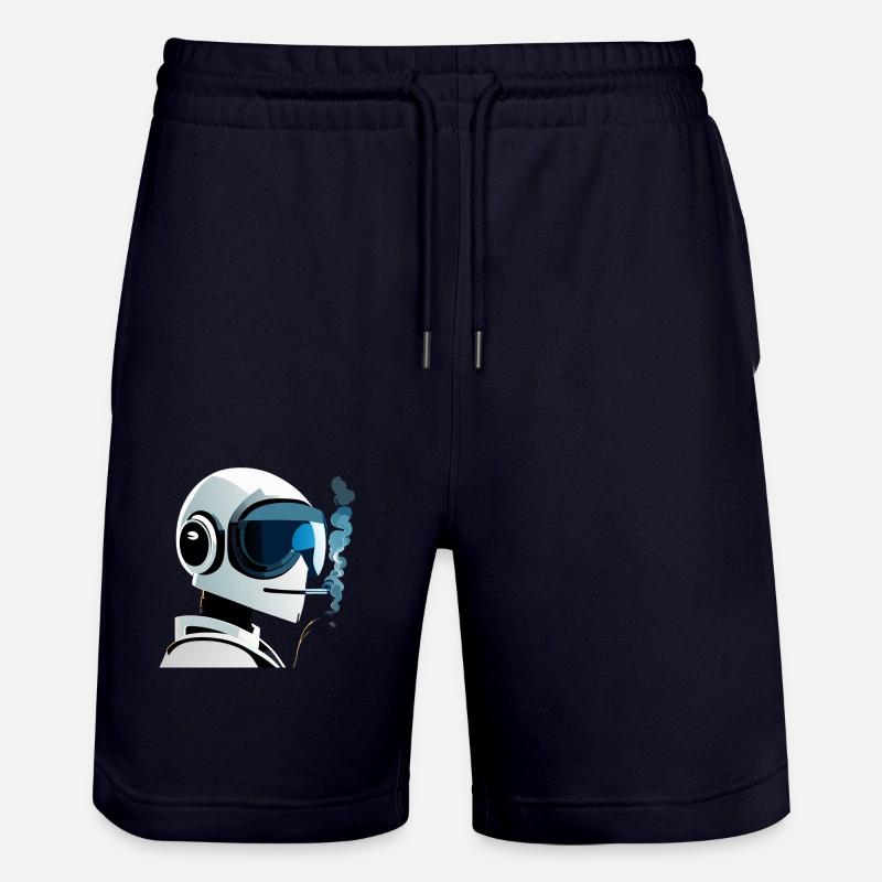 robot is smoking cigarette - Stanley/Stella Unisex Bio Joggingshorts Trainer  - Dark navy