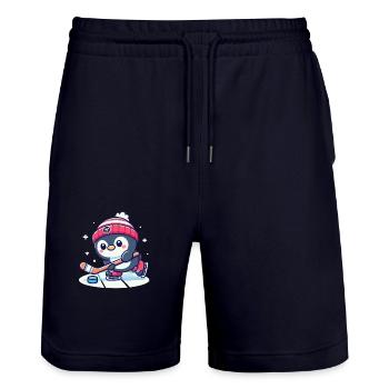 Pinguin Eishockey - Stanley/Stella Unisex Bio Joggingshorts Trainer  - Dark navy - Vorne - Nik (191cm) & Marisol (170cm)