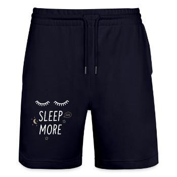 Sleep More - Stanley/Stella Trainer Unisex Organic Jogging Shorts - dark navy - Front - Nik (191cm) & Marisol (170cm)