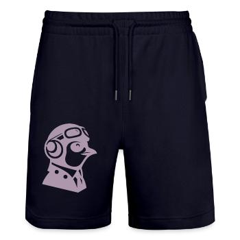 Penguin Pilot Airplane Flying Flight License - Stanley/Stella Trainer Unisex Organic Jogging Shorts - dark navy - Front - Nik (191cm) & Marisol (170cm)