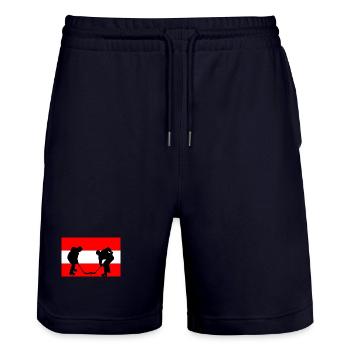 Austria, my country, my flag! - Stanley/Stella Trainer Unisex Organic Jogging Shorts - dark navy - Front - Nik (191cm) & Marisol (170cm)