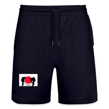 FlaggeJapan - Stanley/Stella Unisex Bio Joggingshorts Trainer  - Dark navy - Vorne - Nik (191cm) & Marisol (170cm)