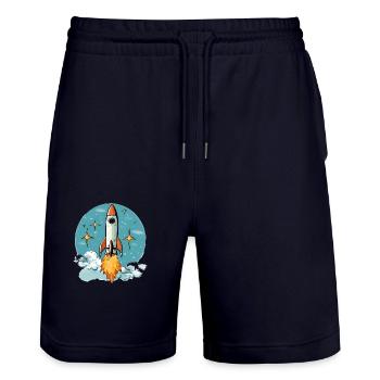 Rocket - Stanley/Stella Trainer Unisex Organic Jogging Shorts - dark navy - Front - Nik (191cm) & Marisol (170cm)
