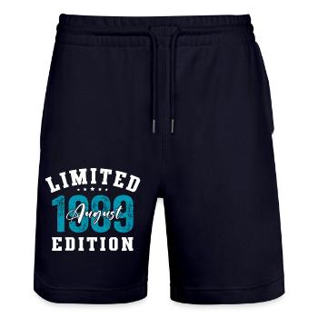 35th Birthday Original August 1989 Year 1989 - Stanley/Stella Trainer Unisex Organic Jogging Shorts - dark navy - Front - Nik (191cm) & Marisol (170cm)