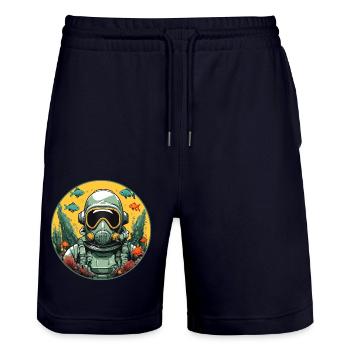 Jetpilot Helm unter Wasser mit Fischen - Stanley/Stella Unisex Bio Joggingshorts Trainer  - Dark navy - Vorne - Nik (191cm) & Marisol (170cm)