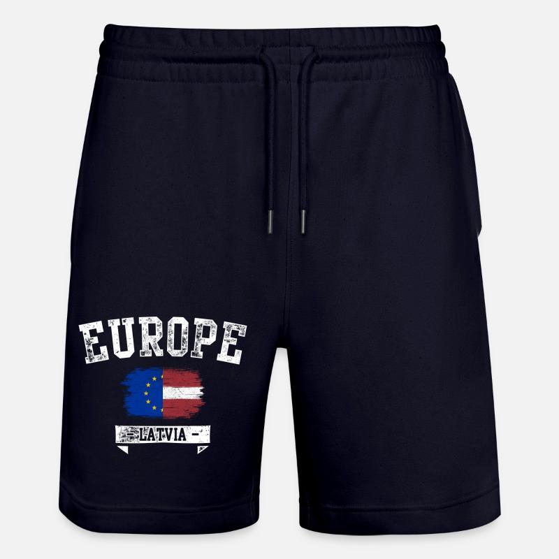 Europe Drapeau de la Lettonie - Short de jogging bio TRAINER Stanley/Stella unisexe - marine foncé