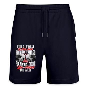 LKW Fahrer Ehefrau Frau - Stanley/Stella Unisex Bio Joggingshorts Trainer  - Dark navy - Vorne - Nik (191cm) & Marisol (170cm)