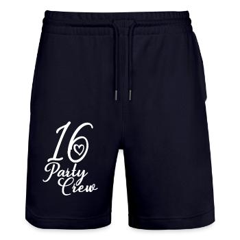 16 Party Crew 16th Birthday Party 16 Years Old - Stanley/Stella Trainer Unisex Organic Jogging Shorts - dark navy - Front - Nik (191cm) & Marisol (170cm)