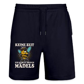 Imker Bienen Biene - Stanley/Stella Unisex Bio Joggingshorts Trainer  - Dark navy - Vorne - Nik (191cm) & Marisol (170cm)