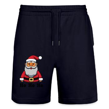 Weihnachtsmann_HoHoHo - Stanley/Stella Unisex Bio Joggingshorts Trainer  - Dark navy - Vorne - Nik (191cm) & Marisol (170cm)