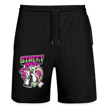 Graffiti Sprayer Rapper Streetmind - Stanley/Stella Unisex Bio Joggingshorts Trainer  - Schwarz - Vorne - Nik (191cm) & Marisol (170cm)