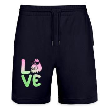 Chickens Hen - Stanley/Stella Trainer Unisex Organic Jogging Shorts - dark navy - Front - Nik (191cm) & Marisol (170cm)