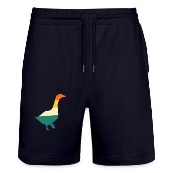 Gans - Stanley/Stella Unisex Bio Joggingshorts Trainer  - Dark navy - Vorne - Nik (191cm) & Marisol (170cm)