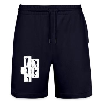 Golfers Golf - Stanley/Stella Trainer Unisex Organic Jogging Shorts - dark navy - Front - Nik (191cm) & Marisol (170cm)