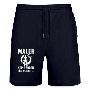 Maître Peintre Compagnon Peintre - Short de jogging bio TRAINER Stanley/Stella unisexe - marine foncé - Devant - Nik (191cm) & Marisol (170cm)