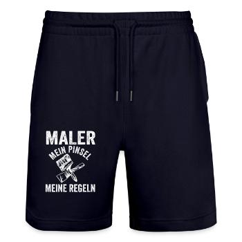 Maître Peintre Compagnon Peintre - Short de jogging bio TRAINER Stanley/Stella unisexe - marine foncé - Devant - Nik (191cm) & Marisol (170cm)