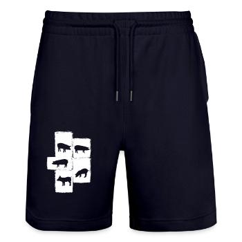 Cochon - Short de jogging bio TRAINER Stanley/Stella unisexe - marine foncé - Devant - Nik (191cm) & Marisol (170cm)