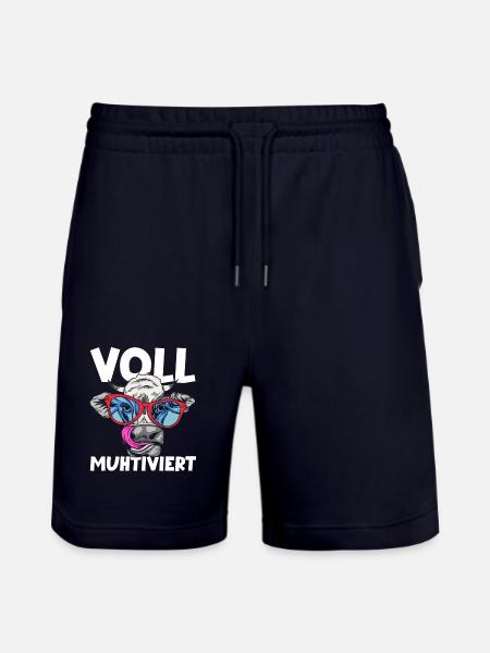 Cow Fully Muhtived - Stanley/Stella Trainer Unisex Organic Jogging Shorts - dark navy