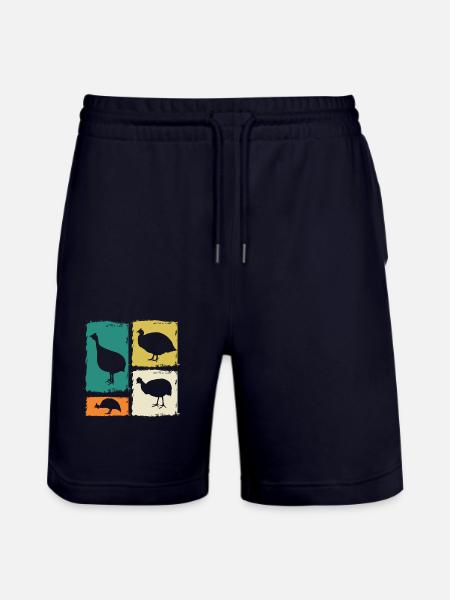 Chickens Rooster Guinea Fowl - Stanley/Stella Trainer Unisex Organic Jogging Shorts - dark navy