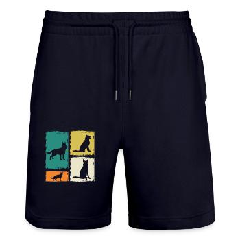 Hund Deutscher Schäferhund - Stanley/Stella Unisex Bio Joggingshorts Trainer  - Dark navy - Vorne - Nik (191cm) & Marisol (170cm)
